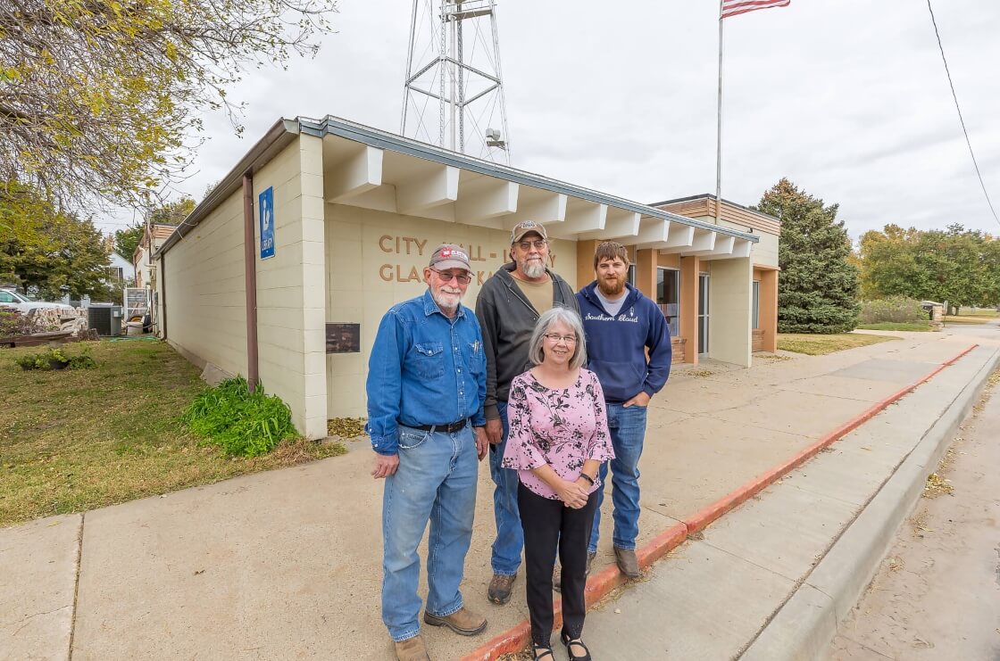 City of Glasco Employees in front of the Glasco City Hall
