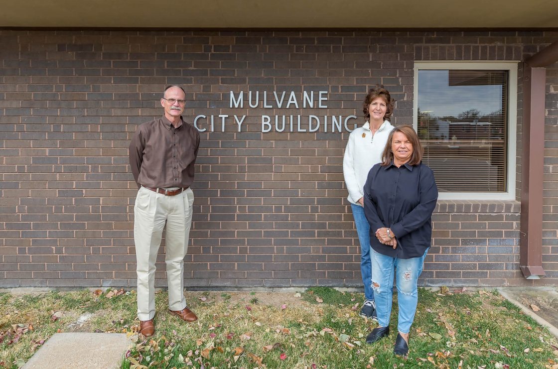 Mulvane City Members Standing In Front of Mulvane City Building