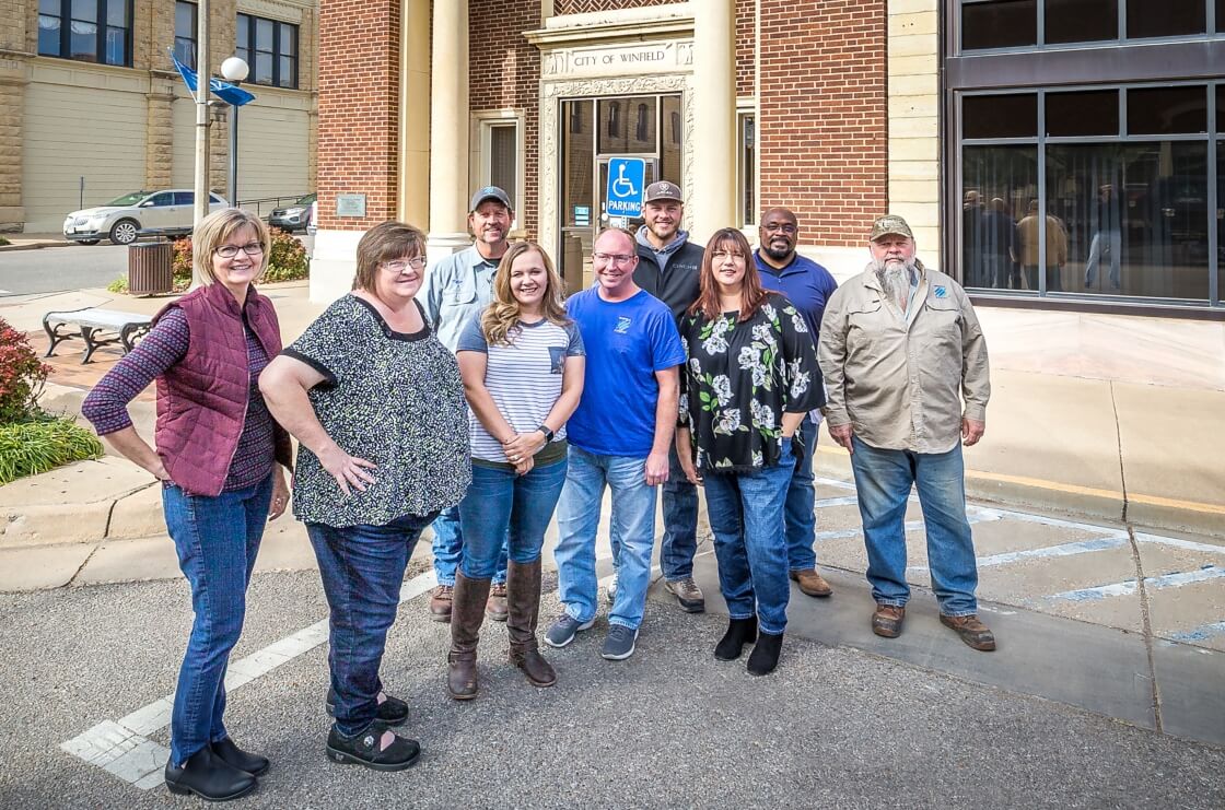 City of Winfield Employees in front of the Winfield City Building